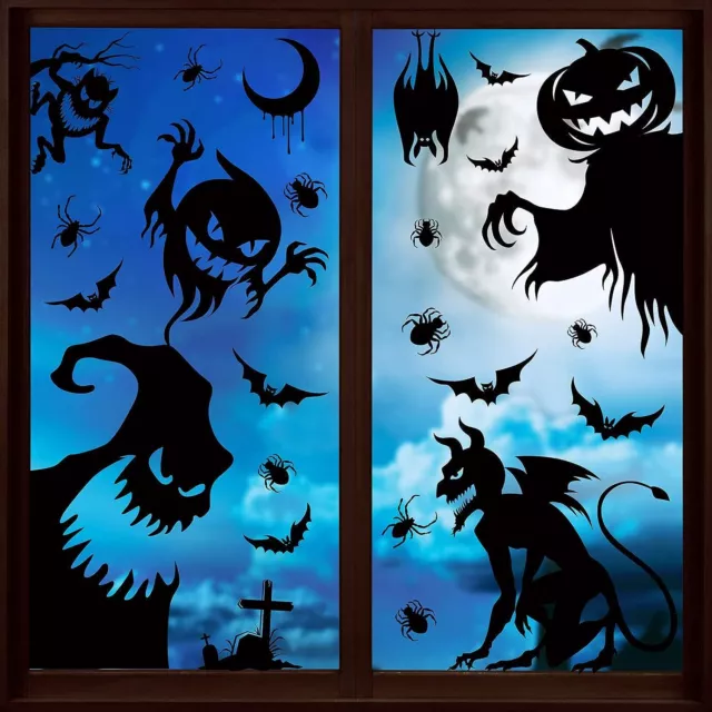 Schwarz Halloween Fenster Aufkleber Dekoration Horror Geist
