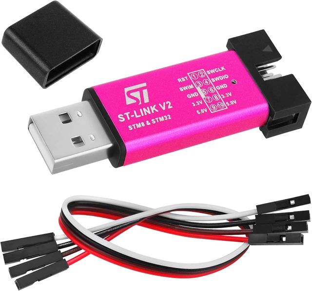 Produktbild von 3er-Pack ST-Link V2 Programmiergerät Emulator Downloader – Aluminiumgehäuse, Für STM8 & STM32, Kompatibel Mit Arduino, Inkl. Kabel (zufällige Farben)