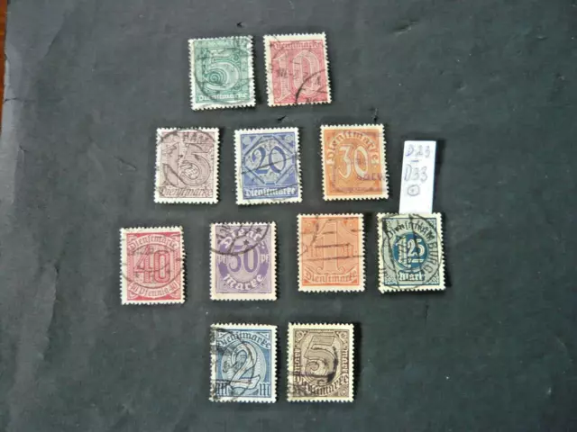 Deutsches Reich, DR, Dienstmarken Mi. Nr. D23 - D33, gestempelt, Lot, Posten