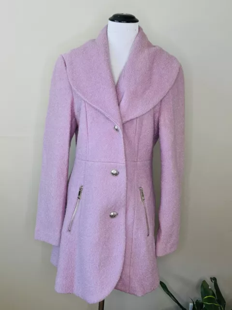 Mint GUESS Sz Large Women's Pink Wool Blend Coat Los Angeles Barbie Mid Jacket