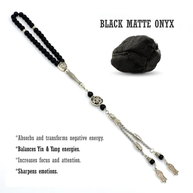 Black Matte Onyx Stone (8 mm-33 beads) Prayer Beads-Tesbih-Tasbih-Misbaha-Rosary