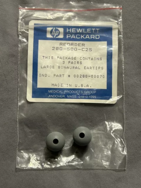 HP Hewlett Packard Stethoscope ONE PAIR Large Ear Tips New, OEM, NOS & Rare