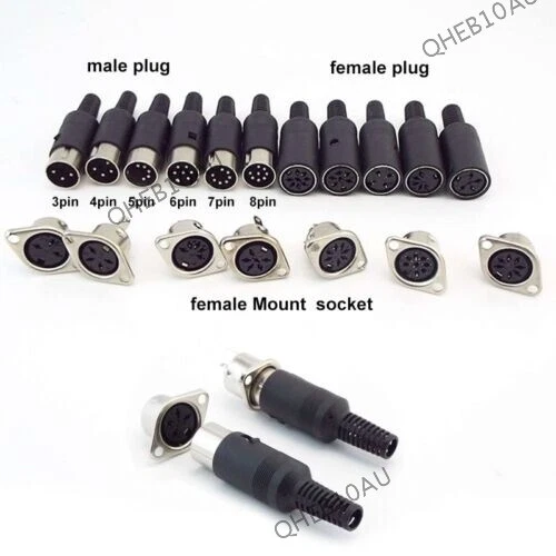 50 Pcs Metal 6 Pin Din Female Socket Hulled Panel Mount Connectors - Connectors