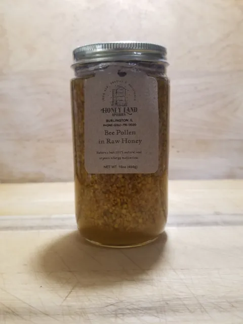 Honey and Bee Pollen -  100% Raw, Wildflower, Local, Organic, Unfiltered