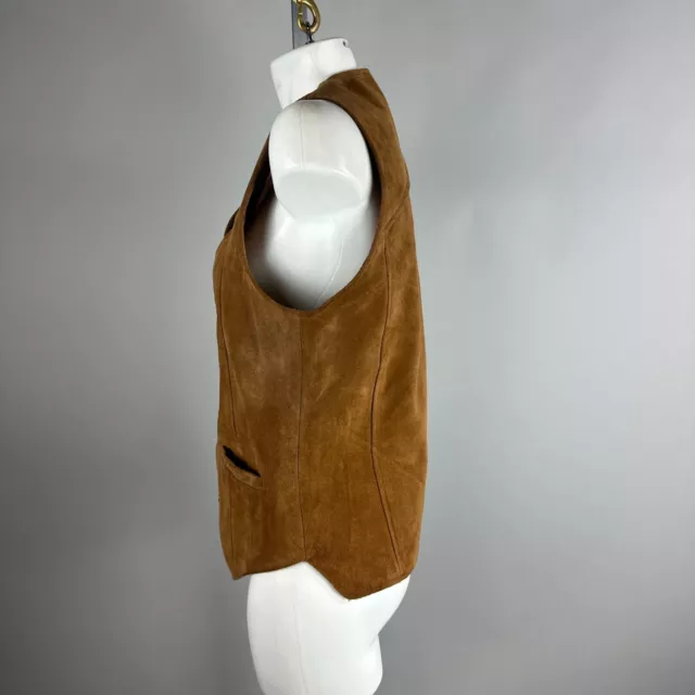 Vtg 70s Berman Leather Mens Size 40 Chestnut Brown Suede Lined Vest 3