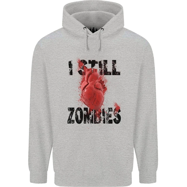 I Still Heart Zombies Apocalypse Mens 80% Cotton Hoodie
