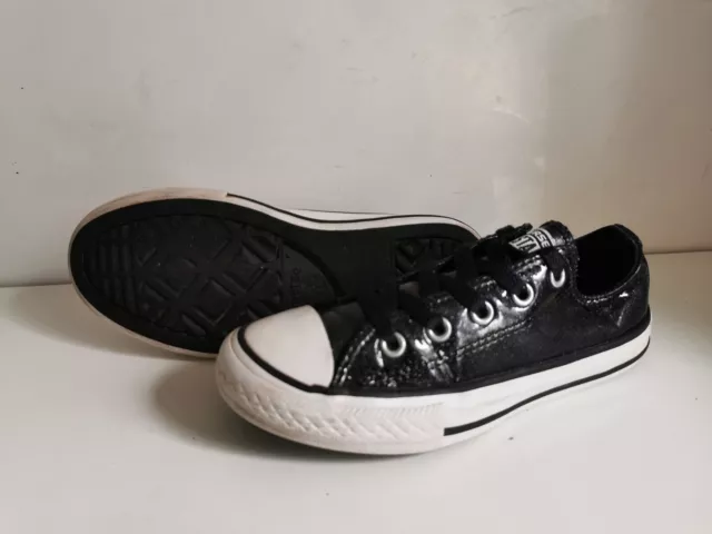 Zapatillas Bajas Converse All Star Ct Uk 12 Eu 30 Niñas Niños Brillo Negro Blanco