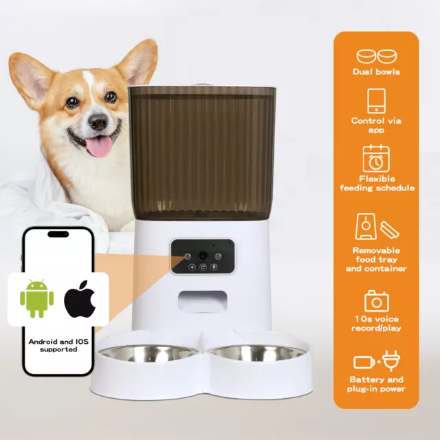 Pawz 5L Auto Pet Feeder Automatic Camera Cat Dog Smart Wi-Fi App Food Dispenser 3