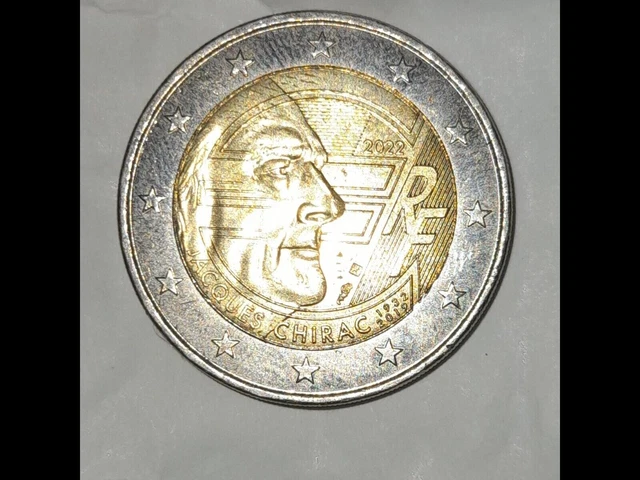 PIÈCE DE 2 EUROS RARE (JACQUES CHIRAC 2022A l'occasion des 90 an de sa