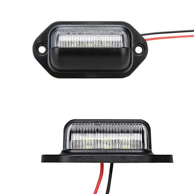 2Pcs License Plate Tail Light 6 White LED Lamp Universal For Car Caravans Truck
