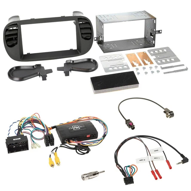 Set Radio Adattatore Volante Doppio DIN Autoradio per Fiat 500 14-15 soft touch
