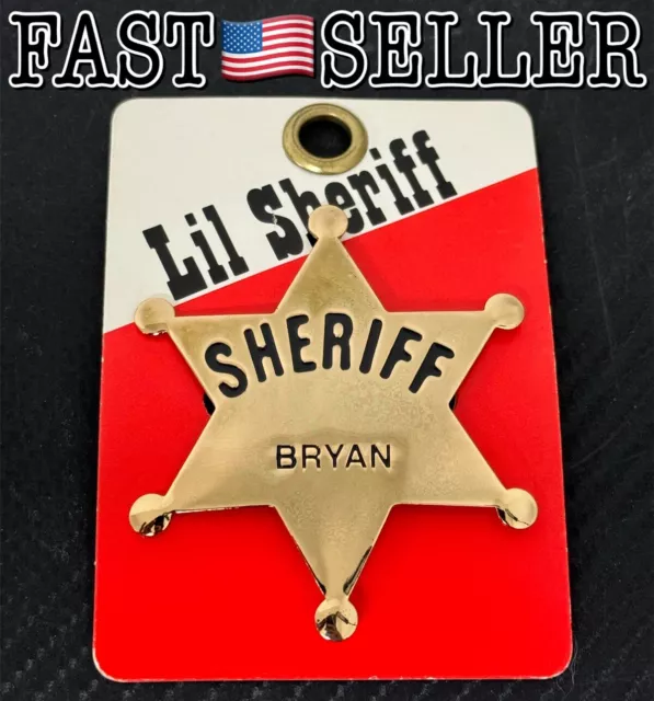 Swibco Vintage Brass Lil Sheriff Star Badge Engraved “Bryan" - NEW! FAST!