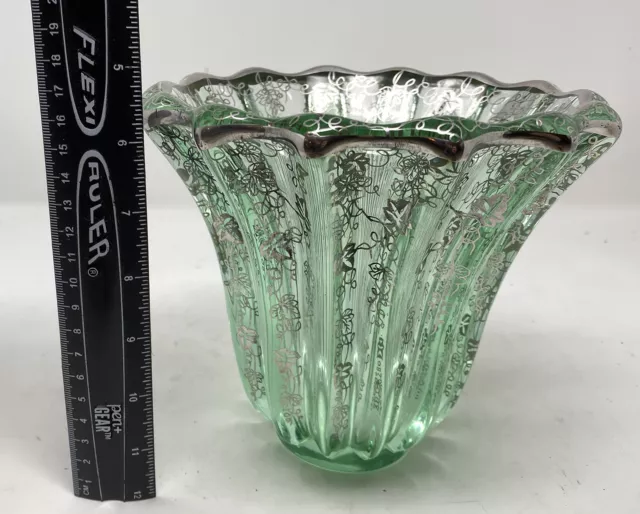 Art Deco Vase: Green/Silver ribbed vintage (Pierre D'Avesn, Saint-Graal??) 2