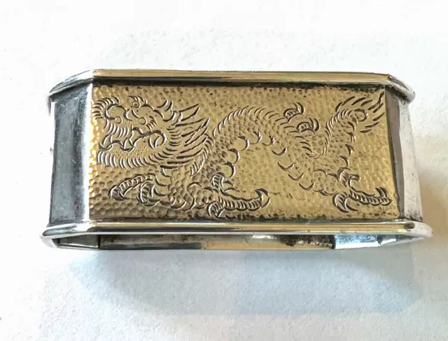 Antique Chinese Export Sterling Silver Dragon Napkin Ring Holder