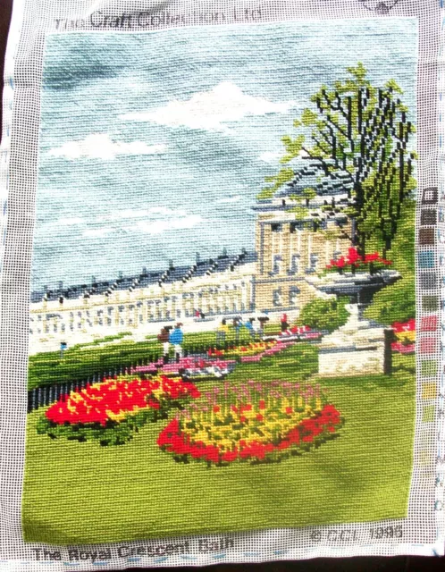 Large New completed tapestry of Royal Crescent, Bath picture gift stool top