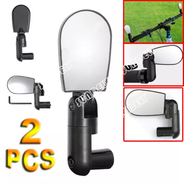 Black Adjustable 360 Degree Rotate Rear View Mirror Bicycle Road Bike Handlebar