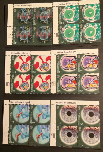 GB 2010 corner blocks 24 stamps MINT MNH MEDICAL BREAKTHROUGHS SET - FREE UK P&P