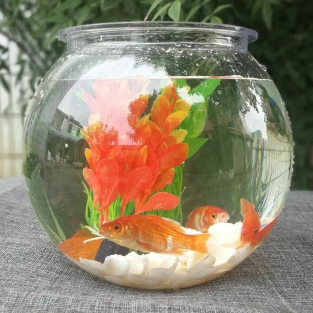 Goldfish Bowl Desktop Round Aquarium 2.8/4L Transparent Plastic Plant Fish Tanks
