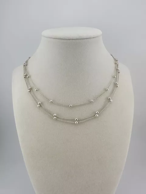 16” Liz Claiborne Silver Tone Triple Strand Station Necklace IRN 081