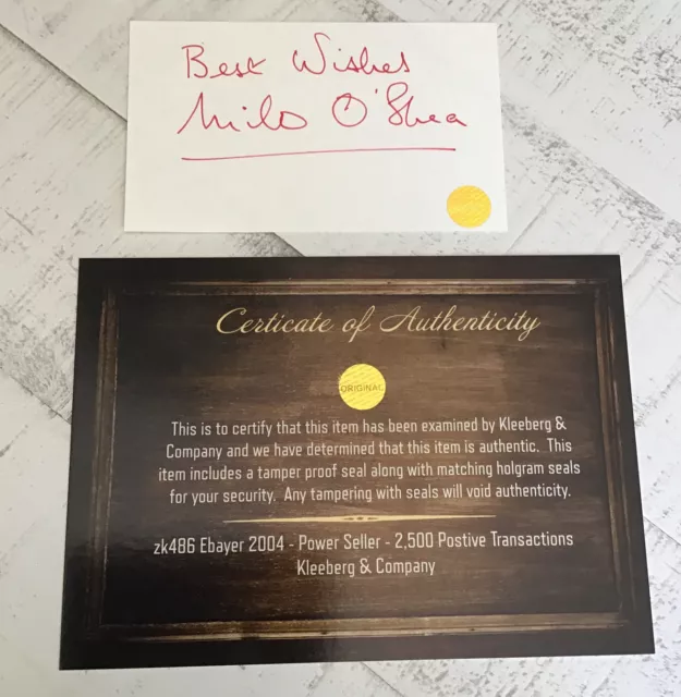 Autograph MILO O'SHEA  Index Card Actror/Romeo & Juliet -Barbarella  COA