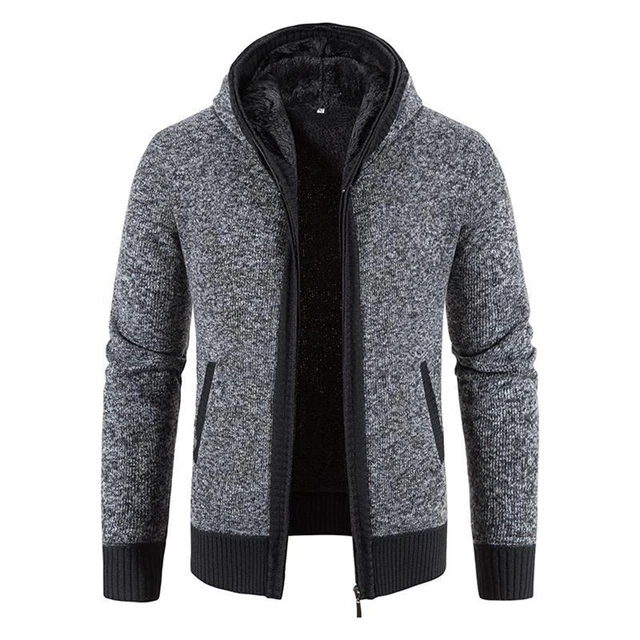 Mens Thick Warm Fleece-Lined Hooded Hoodie Winter Zip Coat Jacket Sweatshirt