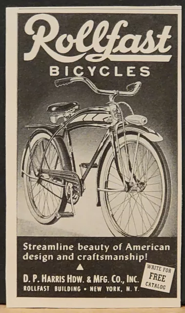 1941 Rollfast Bicycle Original Print Ad