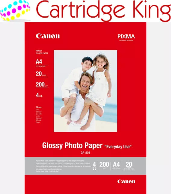 Canon GP-501 Glossy Photo Paper A4 - for PIXMA printers (20 sheet pack)