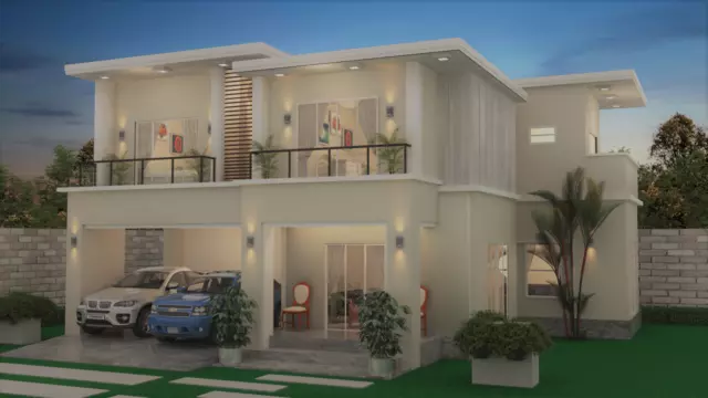Modern House Home Building 3 Bedroom & 3 Bathroom House Plans - Garage- CAD file