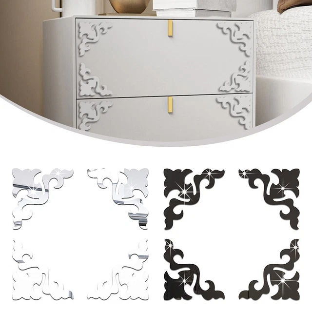 HNVNER Autocollant Mural 3D Fleur Miroir - Déco Salon/Chambre - Acrylique Réfléchissant (L, Argent)