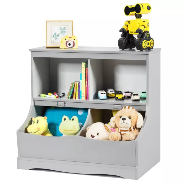 Kids Toy Storage Organiser Box Bookshelf Children Bookcase Shelf Cabinet Wooden
