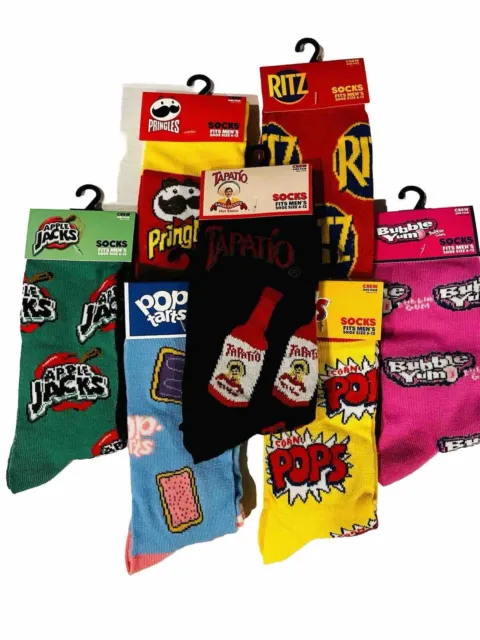 Odd Sox Crazy Socks Mens Crew Socks Size 6-12 Food & Condiments Lot Of 7 NWT