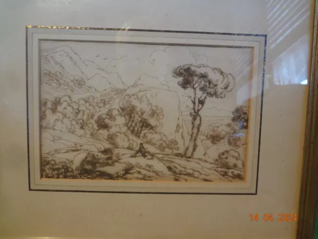 Ferdinand KOBELL  original  Sepiazeichnung um 1800 alter Rahmen