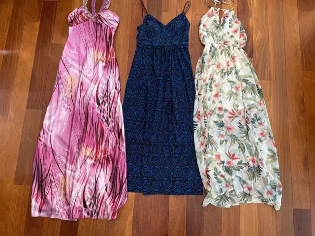 Lot (3) Maxi Dresses Sleeveless Women's Size 2 Pink Blue Floral Boho Hollister