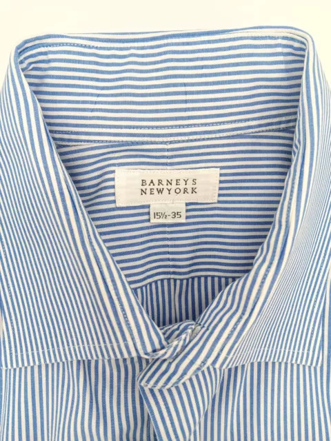 🇺🇸 Barneys New York Men's Button-up Dress Shirt 15.5x35 Blue Stripe 3