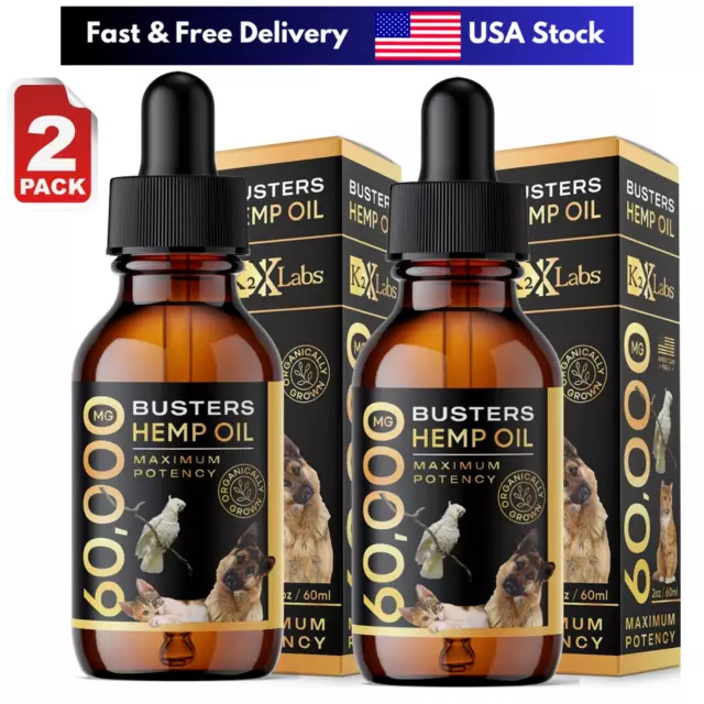 Buster's Organic Hemp Oil Large 60 Milliliters 2-Pack for Dogs & Cats