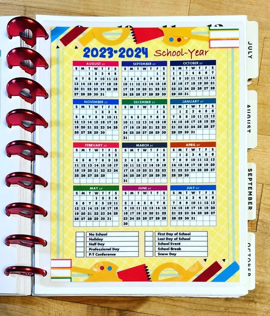 SCHOOL YEAR CALENDAR 20232024 Dashboard Insert 4 use with HAPPY