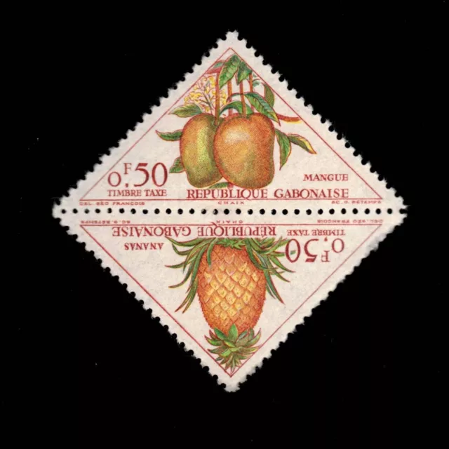 Gabon, Scott J34-J35, Postage Due, Pinapple, Mangoes, 1962, MH