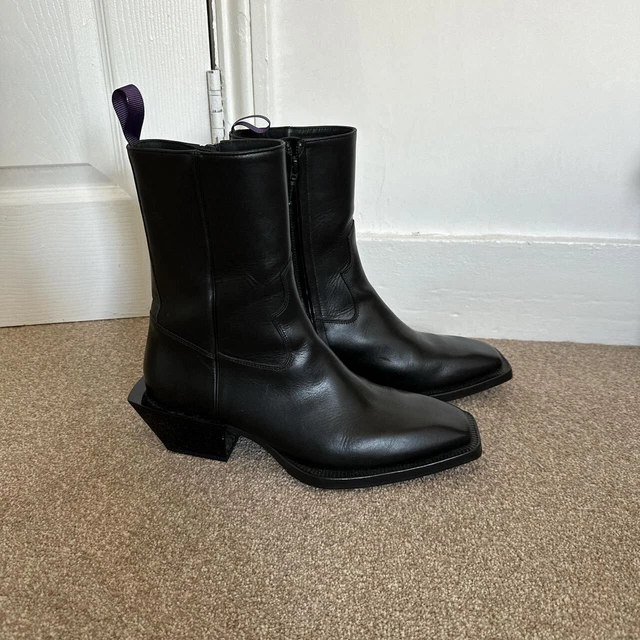 LUCIANO BOOTS EYTYS , Black Leather Cowboy Boots £220.00 PicClick UK