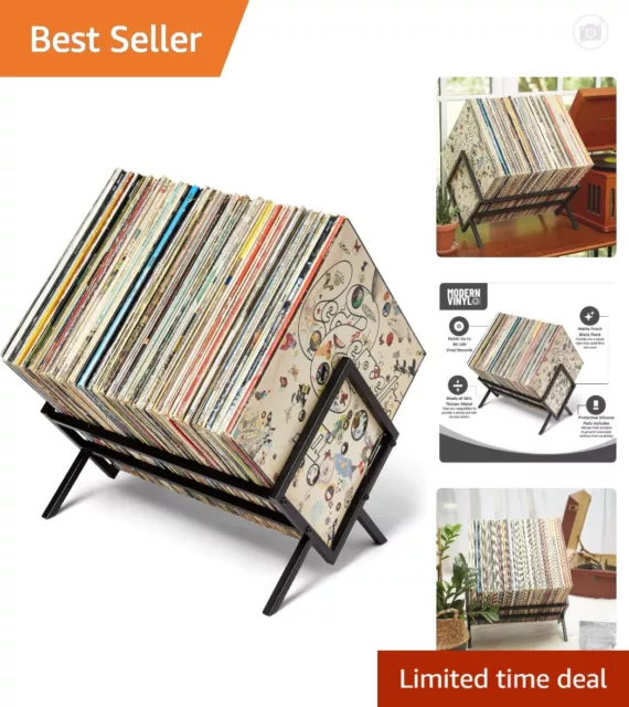 Metal Vinyl Rack - Record Holder - 80-100 LP Storage - Assembly - Protects Vinyl