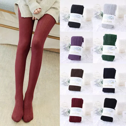 Women's Winter Cable Knit Sweater Footed Tights Warm Stretch Stockings  Pantyhose
