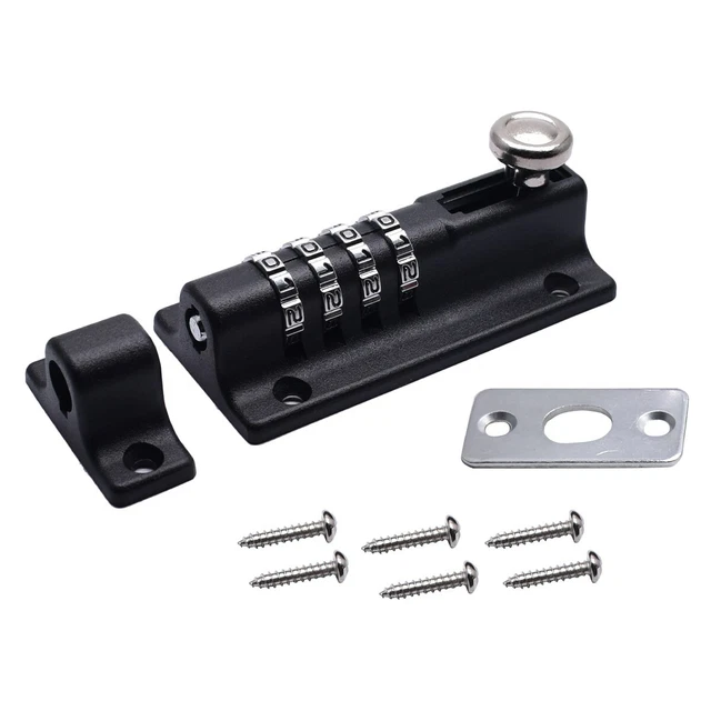 Keyless 4 Digit Combination Slide Lock Security Bolt Padlock With Security Screw