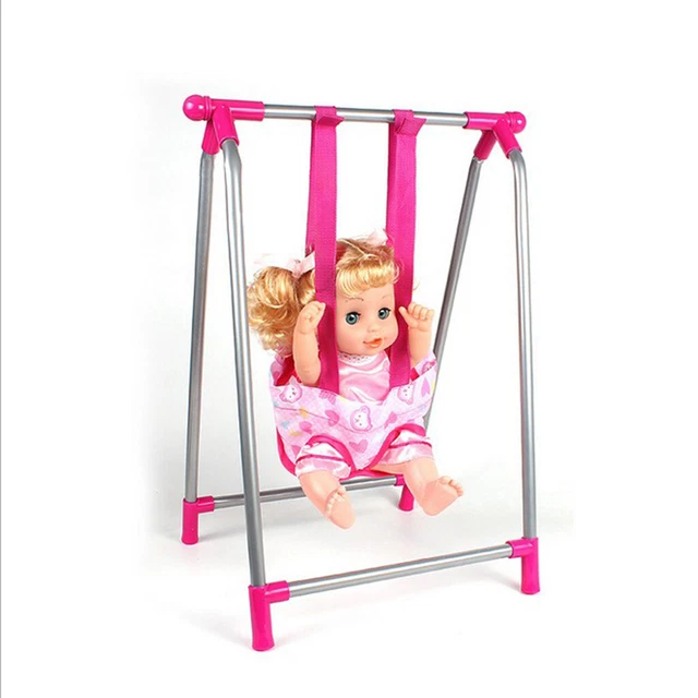 DIY Assembly Infant Baby Doll Swing Playset Toy for Mellchan Dolls Accs Pink