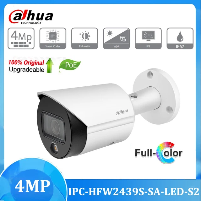 Dahua 4 megapixel fotocamera IP a colori IPC-HFW2439S-SA-LED-S2 microfono integrato PoE IP67