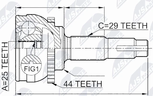 Kit giunto albero motore NTY NPZ-NS-077 per Nissan TRAIL MAXIMA T30 A33 M24X1,5