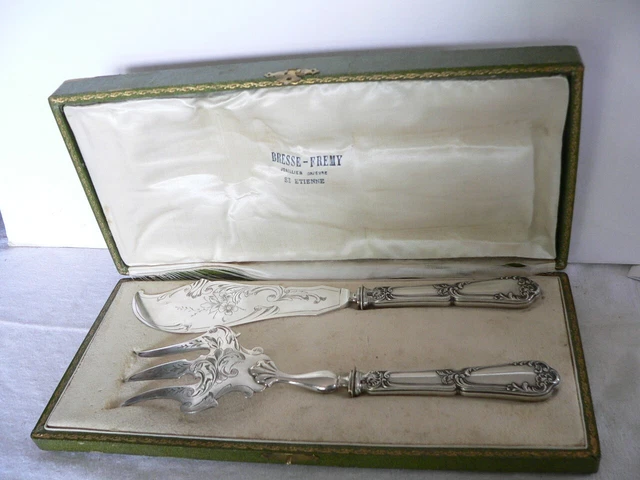 Coffret couverts de service manche argent massif fourré vintage a