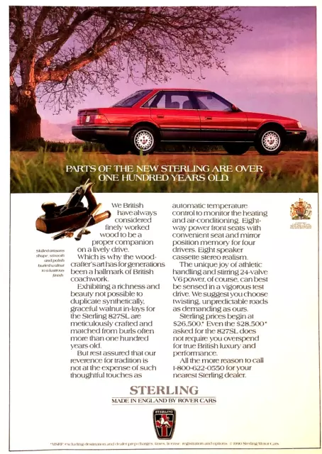 1990 Sterling 827Sl Sedan—Vintage Rover Magazine Advertisement—Original Print Ad