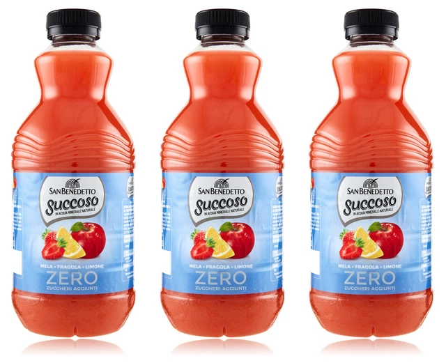 3X San Benedetto Succoso Zero Gusto di Mela Fragola e Limone 900ml Novita 2023