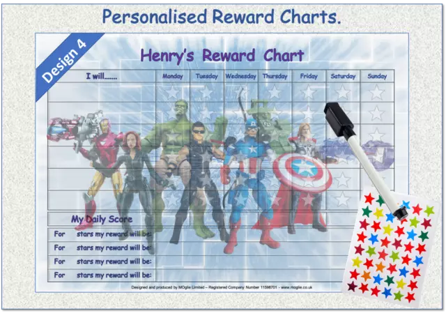 Personalised Childrens Child Kids Good Behaviour Reward Chart Reusable AVEN