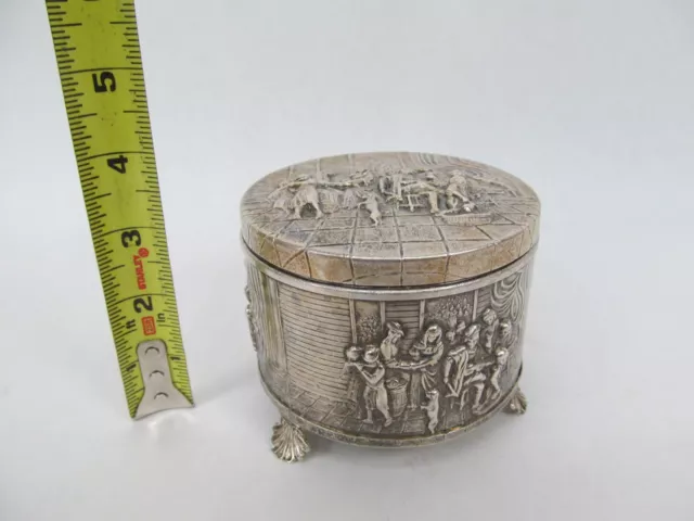Vintage Denmark Repoussé Danish Powder Puff Jar Music Box (Thorens?)