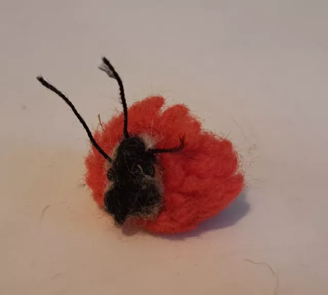 Vintage Steiff Pompom Ladybug Ladybird 1 inch No tags Wool RARE Small Mini